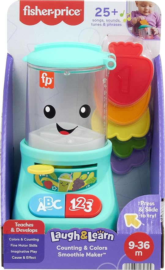 Fisher-Price Baby & Toddler Toy Laugh & Learn Counting & Colors Smoothie Maker Pretend Blender with Music & Lights for Infants Ages 9+ Months