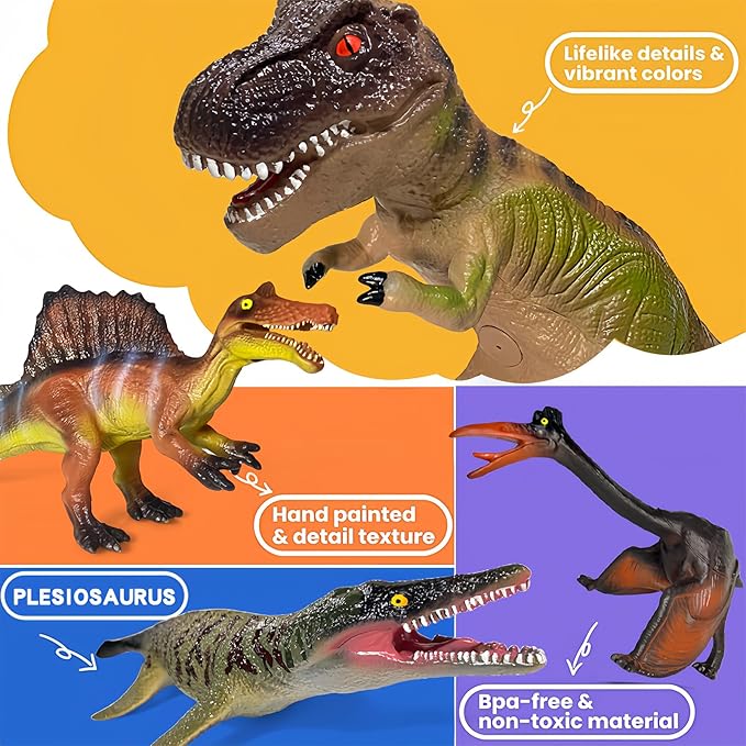 Dinosaur Toys for Kids 3-5 – 7 PCS Realistic Large Dinosaur Figures Soft Jumbo Dino Toy for Boys & Girls 5-7 Years Old – Toddler Boy, Animal Dino Toys