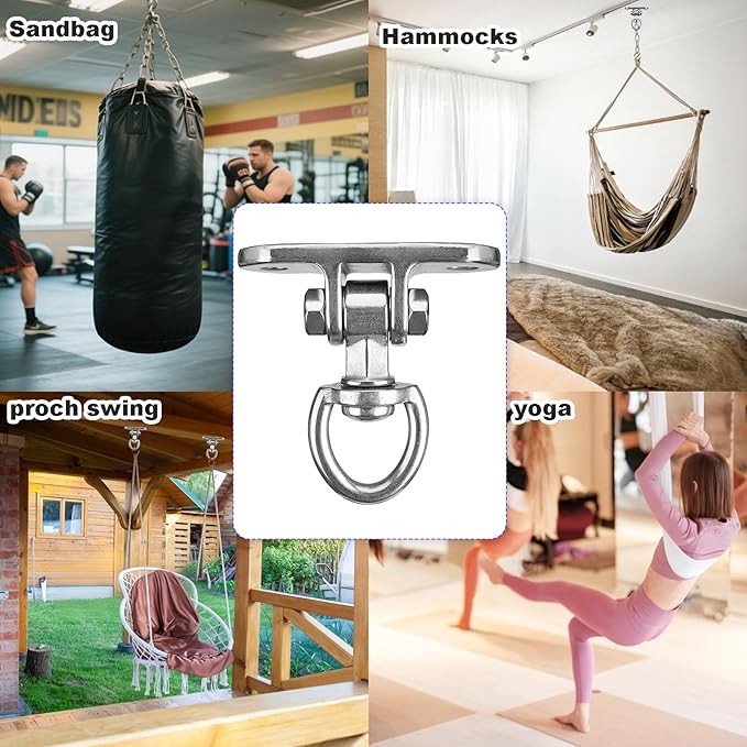 Heavy Duty Swing Hanger 360°+180°Rotation 1500LB Capacity for Sandbag Yoga Swing Hammock Chair