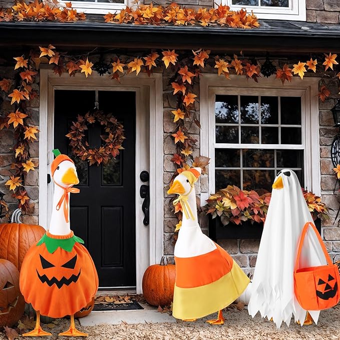 3 Set Thanksgiving Day Goose Outfit Lawn Porch Costume Plastic Goose Clothing for 23" Outdoor