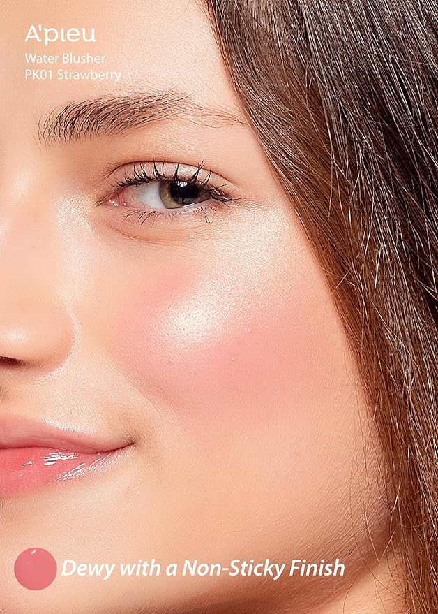 A'PIEU Juicy-Pang Water Blusher [PK01] – Fruity Liquid Blush for Cheeks, Buildable & Blendable Color, Hydrating Dewy Finish with Fruit Extract Blend & Rose Flower Water, 0.31 fl oz