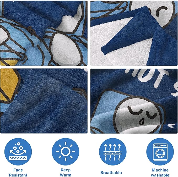 Funny Birthday Gift for Dad Husband, Dad is Not Sleeping Blanket | Dad Gifts from Daughter Son, Super Soft Throws Blanket for Couch and Napping, 60" x 80" (Blue)