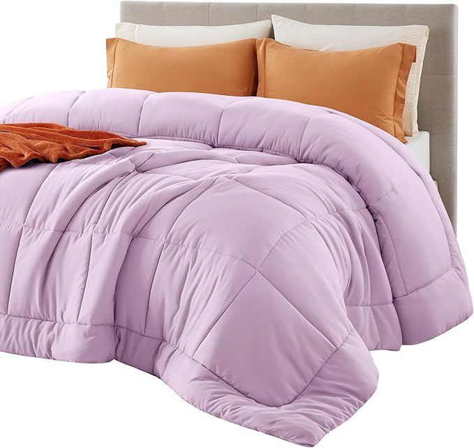 Bedsure Comforter Duvet Insert - Quilted Comforters Twin XL Size, All Season Duvet, GentleSoft Down Alternative Bedding Blanket, with 8 Tabs, Gifts for Women/Men, Light Purple, Twin XL 92 x 68 Inches