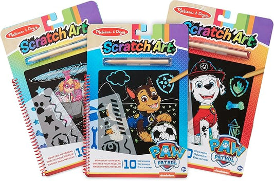 Melissa & Doug PAW Patrol Scratch Art 3-Pack – Chase, Skye, Marshall Color Reveal Travel Activity Pads