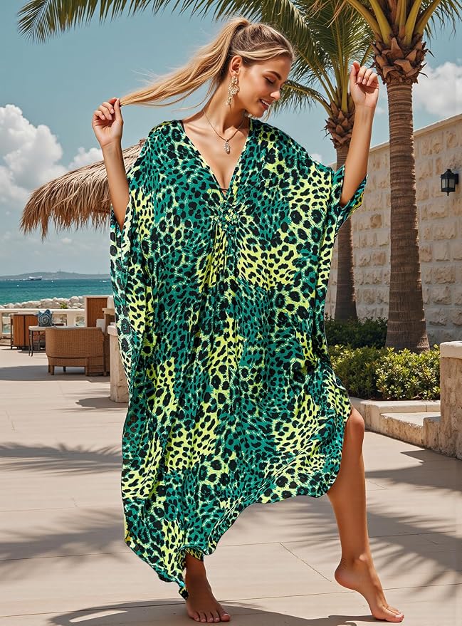 Mumu Dresses for Women Plus Size, Bohemian Kaftan Beach Cover Up Long Maxi Nightgown Soft Loungewear