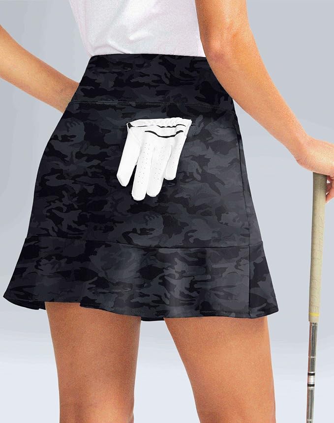 16" Golf Skorts for Women with 5 Pockets | Athletic, Tennis Skirt, High Waisted, Pickleball, Travel, Casual, Lightweight, Ruffle Summer Skirt, with Shorts