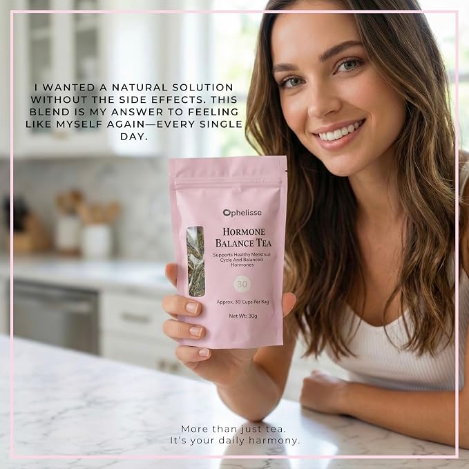 Ophelisse Hormone Balance Tea for Women — 8-Herb Loose Leaf Blend with Red Raspberry Leaf & Spearmint — PMS, Period Cramp, Mood & Bloating Support — Natural Plant-Based Herbal Wellness Tea 30 Servings