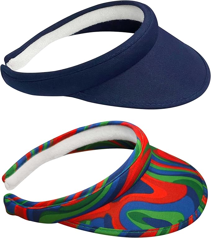 2 Pack Sun Visor Hats Women Men Clip On Wide Brim Visors Hat Outdoor Sports Golf Beach Travel Tennis Caps