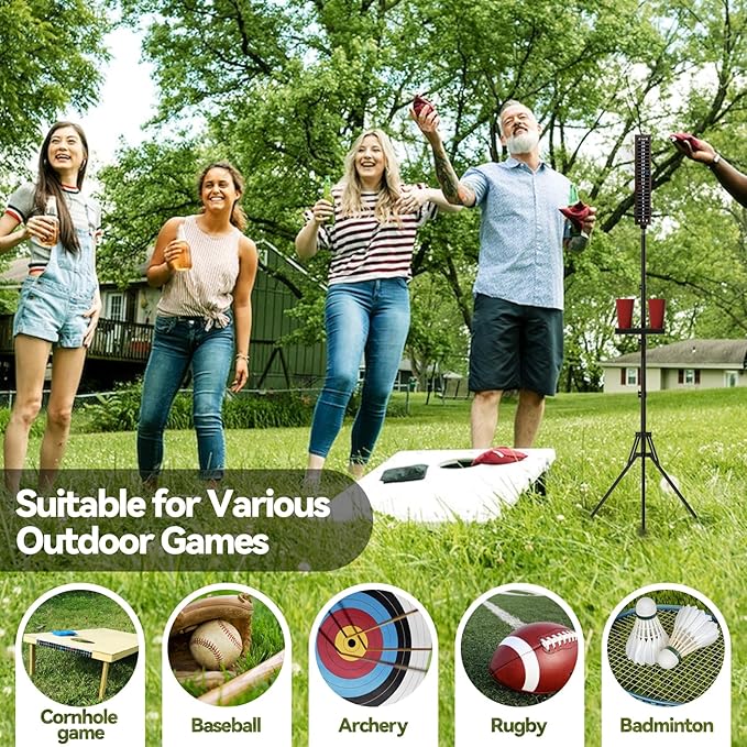 Cornhole Scoreboard With Drink Holder, Score Keeper Set and Accessories, Tracking Equipment for Outdoor Game