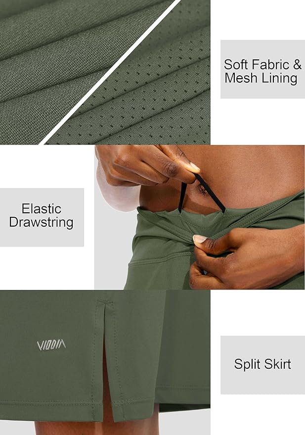 Women's 20" Knee Length Skorts Skirts UPF50+ Athletic Tennis Golf Skirt for Women Casual Summer Skirts