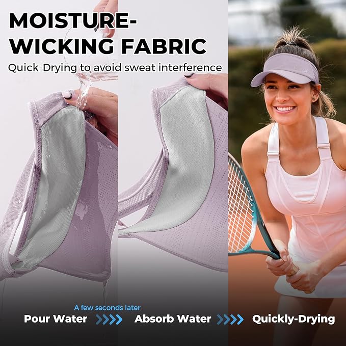 Sukeen Lightweight Sports Sun Visor Hat for Men Women | Packable, breathable, quick-dry, UPF50+ cooling visor hat, stretch fit, for running, tennis, golf, pickleball, softball