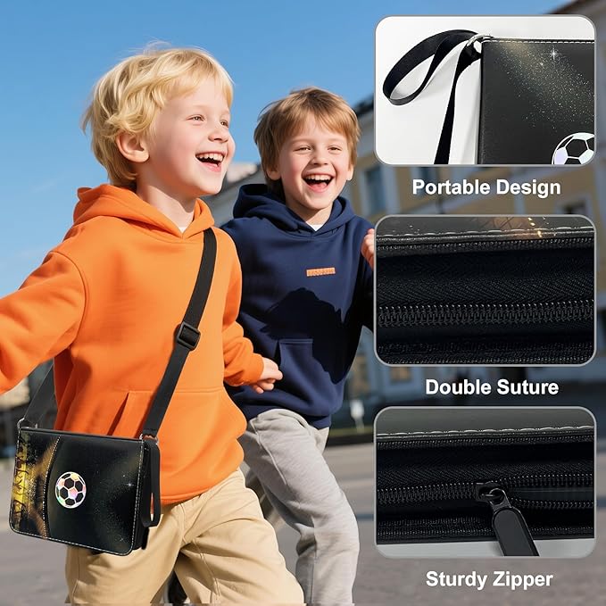Soccer Card Binder with Shoulder Strap, 4 Pocket with 50 Sleeves up to 400 Cards, Waterproof Card Storage Bag for Boys, Soccer Cards 2025 2026 Display Case