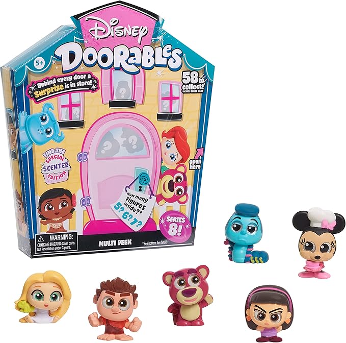 Disney Doorables Multi Peek Series 8 Featuring Collectible Scented Figures, Styles May Vary, Officially Licensed Kids Toys for Ages 5 Up, Easter Basket Fillers, Gifts, Presents by Just Play