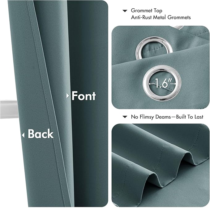 MIULEE Blackout Curtains for Bedroom 2 Panels 40 x 54 Inch Long Dusty Blue | Thermal Insulated, Living Room Darkening Grommet Drapes, Noise Reducing, Light Blocking Window Treatments