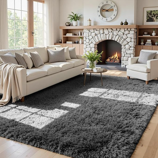 5x8 Area Rugs for Living Room: Soft Fluffy Shag Grey Rugs for Bedroom, Non Slip Large Fuzzy Plush Rug Indoor Floor Carpet for Nursery Kids Boys Girls Room, Dorms, Playroom, Modern Home Decor