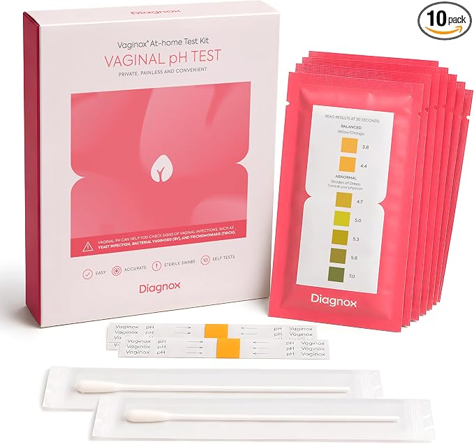 Vaginal pH Test Kit for Women - At Home BV & Yeast Infection Kit - 10 Tests | Individually Wrapped