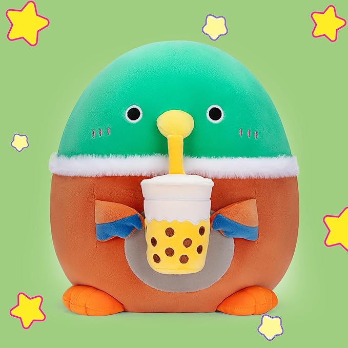 Original 13.5-inch Duck Pillow Stuffed Animal Toy Plush,Big Size Soft Cute Fat Cuddle Huggable Plushie Toys,Gift for Kids Family Girls Boys