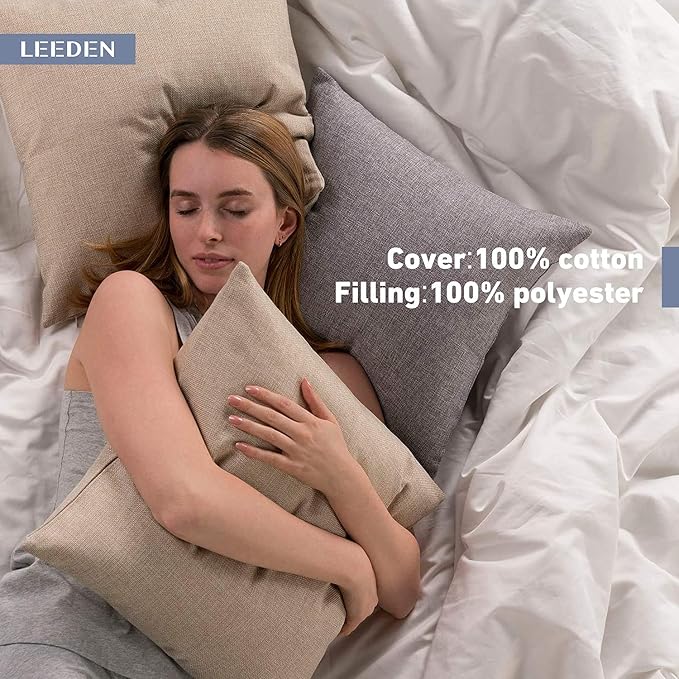 Leeden 12 x 20 Pillow Inserts (Set of 4) - Throw Pillow Inserts with 100% Cotton Cover - Rectangle Interior Sofa Pillow Inserts with Zipper for Sofa, Couch and Home Decor- White