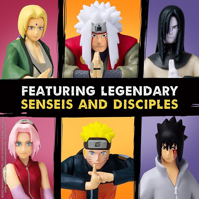 P.M.I. Naruto Shippuden Collectible Mini Figures 6 Pack Deluxe Box | Anime Action Toy Set Featuring Team 7 Ninjas, Akatsuki, Legendary Sannin & Rare Shinobi (Assortment A)