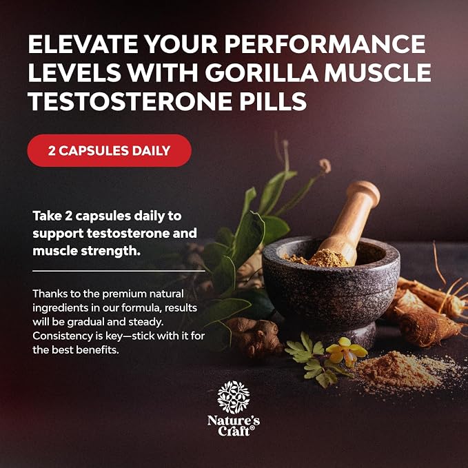 Extra Strength Testosterone Booster for Men - Natural Supplement for Men with Horny Goat Weed Maca Root Tongkat Ali and Saw Palmetto Extract for Muscle Enlargement Stamina and Strength - 60 Count