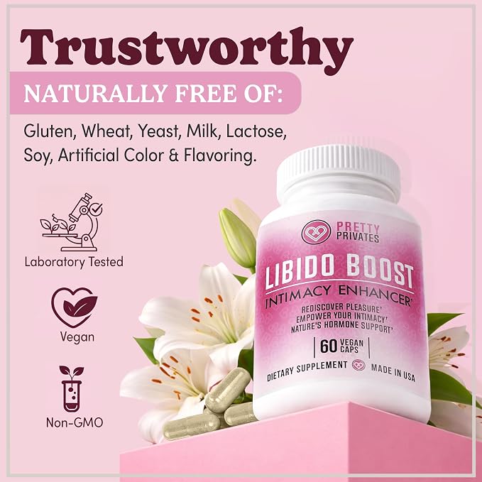 Pretty Privates Libido Booster Supplement for Women – Women’s Intimacy & Confidence Support – Herbal Blend with Maca, Ginseng & L-Arginine – Made in USA – 60 Capsules