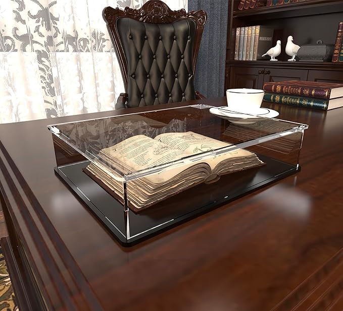 Acrylic Display Case for Book, Clear Flat Acrylic Box for Displaying Books, Medals, Stamps, Collectibles and Cards