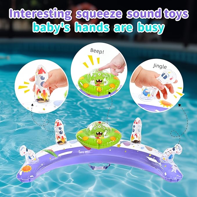 Baby Pool Float with Canopy,Interactive Toy Play Console & Adjustable Safety Seat | Infant Pool Float with Handle | Baby Float with Canopy Removable UPF50+ Sun Protection for Pool, Lake & Beach