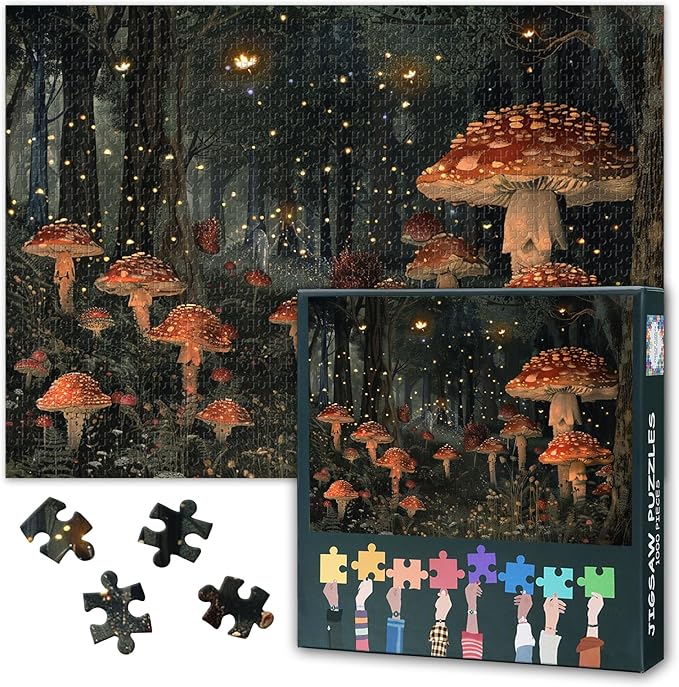 Jigsaw Puzzle 1000 Pieces, Merry Mushroom Adult Jigsaw Puzzles, Adults Puzzles 1000 Piece Challenging Puzzle Perfect for Game Nights Educational Toy Finished Size 19.5 x 27.5 Inch