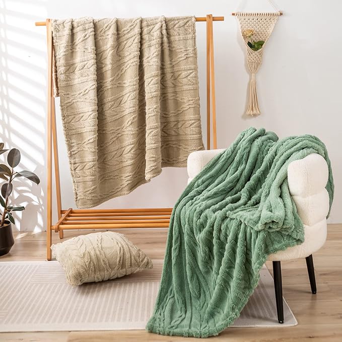 YUSOKI Sherpa Fleece Twin XL Size Blanket, Tan, 65"x90" | 3D Stylish Design,320GSM, Non-Shedding, Lightweight for All Season Use, stays fluffy after repeated washes, Perfect Gifts