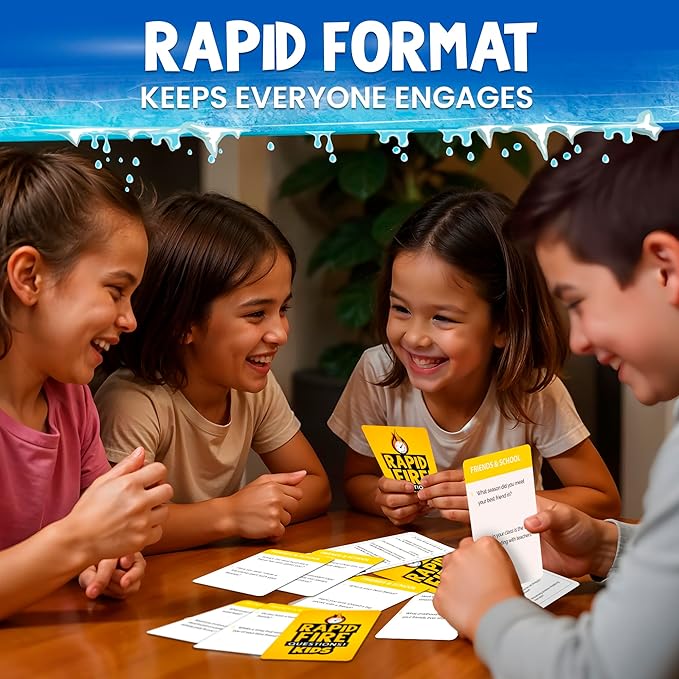 QUOKKA Kids Premium Rapid Fire Questions - Break The Ice Game for Kids & Families - Icebreaker Cards with 500+ Questions - Family Game Night - Ages 6+