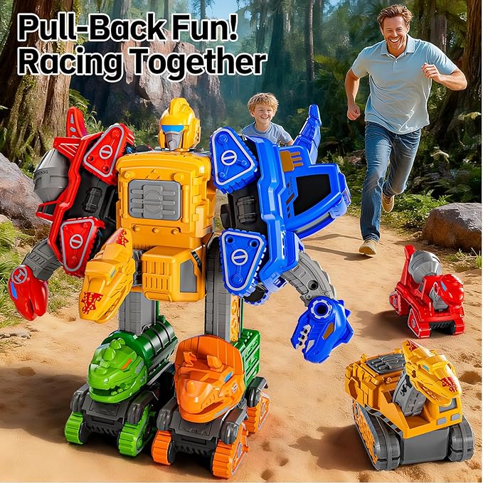 Transform Toys for Boys 4-6, 5 in 1 Take Apart Toys for Boys 3-5, Dinosaur Transforming Assembling Robot Toy for Kids, Educational Birthday Gift for 4 5 6 7 8 Year Old Boy Girls