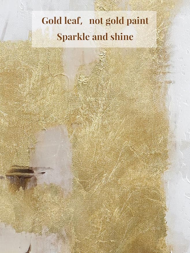 Zessonic Gold and Neutral Abstract Hand-Applied Brush Wall Art,20"x28"x2 | Framed Modern Textured Canvas Prints with Hand-Applied Brush Strokes, Framed Artwork for Living Room Bedroom Office Hallway