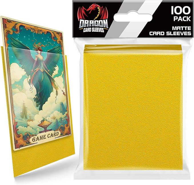 Homthy 100 Count Matte Card Sleeves for Trading Cards, Standard Size Protective Sleeves Deck Card Protectors Fit for Baseball Cards, Sports Cards, MTG, Yugioh Card Game Card Standard Cards (Yellow)