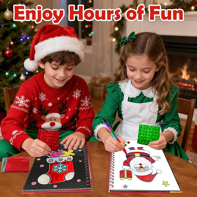 FUNNYB&G Foil Art Crafts for Kids Ages 4-8: Valentines Crafts for Kids 2026,Birthday Gift for Girls,Art and Crafts Supplies,Party Favors,Creative Toys for Girls Boys 4 5 6 7 8 9 Years Old(Christmas)