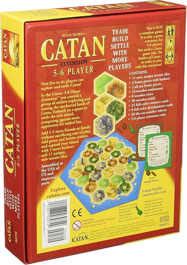 CATAN Board Game 5-6 Player Extension - Expand Your Game for More Players, Strategy Game for Kids and Adults, Ages 10+, 3-6 Players, 60-90 Minute Playtime, Made Studio