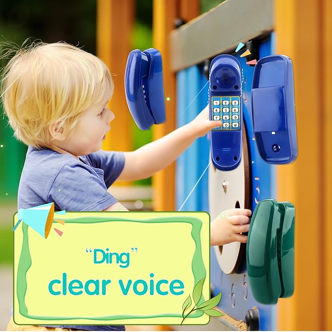 2 Pack Swingset Phone Toys Playground Swing Set Telephone Plastic Pretend Play Telephone with Numeric Key for Kids Outdoor Playground Treehouse Accessories (Green, Blue)