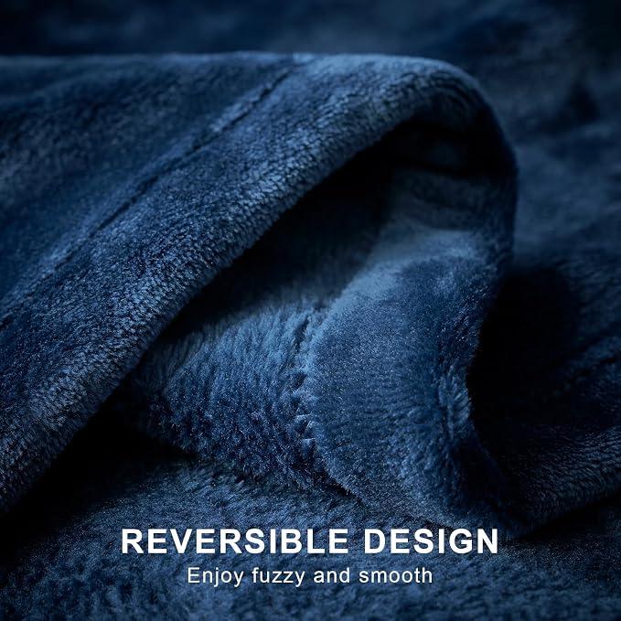 Hansleep King Navy Blue Fleece Blanket, Soft Flannel Bed Blanket | Fuzzy Cozy Blanket 90x108 Inches, Multi-use for Bed, Sofa, Couch, Travel, Camping, All Season Warm Lightweight Cover