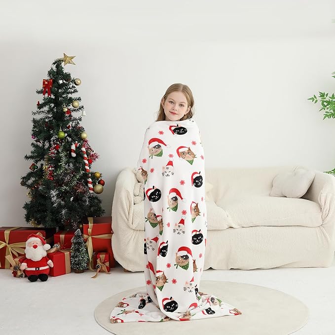 Softan Kids Throw Blanket for Girls & Boys, Warm Soft Toddler Flannel Blankets for Sofa Couch Bed， Cozy Fuzzy Plush Flannel Kids Throw Blanket for Daycare & School - Cat 50x60 inches