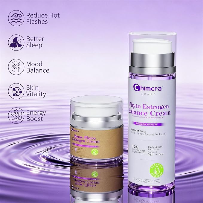 Menopausal Estrogen Support Package, 2-in-1 Phytoestrogen Cream+personal Care, Hormone Balance, Relieving Hot Flashes, Night Sweats & Regeneration of Mature Skin - Vegan Formula - 3-month Supply