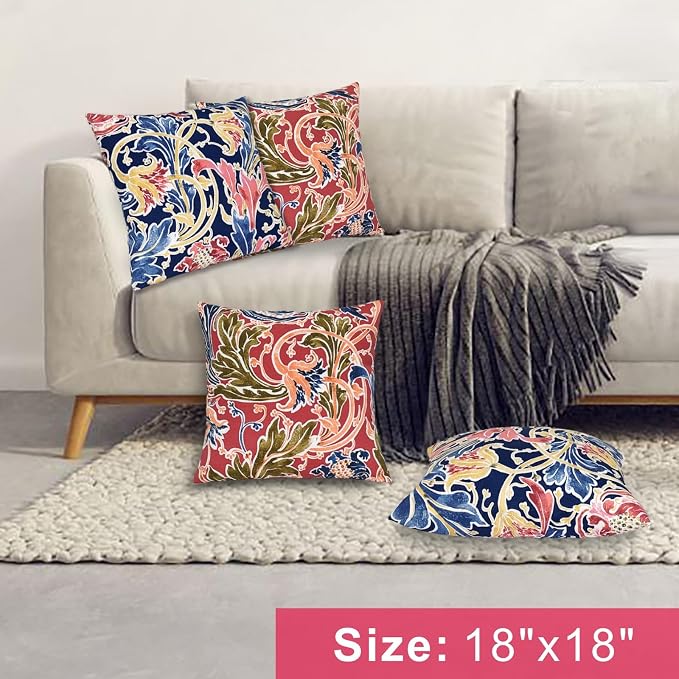 JMGBird Outdoor Pillowcases Waterproof Outdoor Pillows Covers | 18x18 Outdoor Throw Pillow Covers 2 Color Combinations Outdoor Patio Pillows for couch