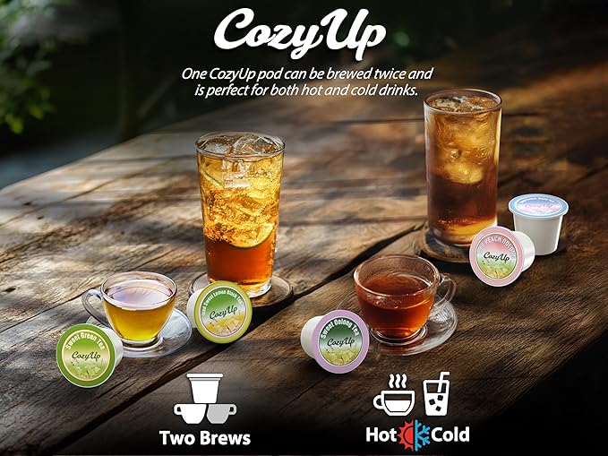 Cozy Up 36-Count 6 Flavors Variety Pack Tea Compatible with Keurig K-Cup Brewers, Including Green, Black, Jasmine, Earl Grey, English Breakfast, Oolong Tea