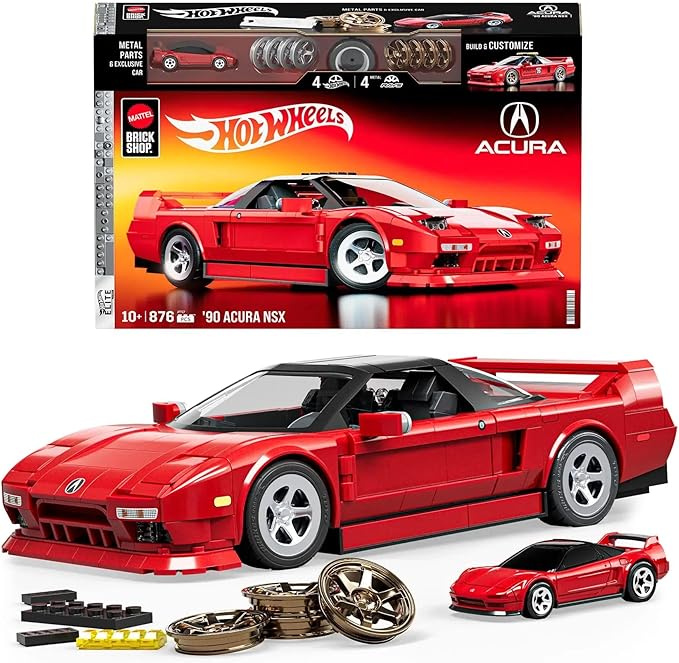 Hot Wheels 1/16 Honda Acura NSX 1990 Building Kit, 876 Pieces, Includes 1/64 Mini Car, Hot Wheels Mattel