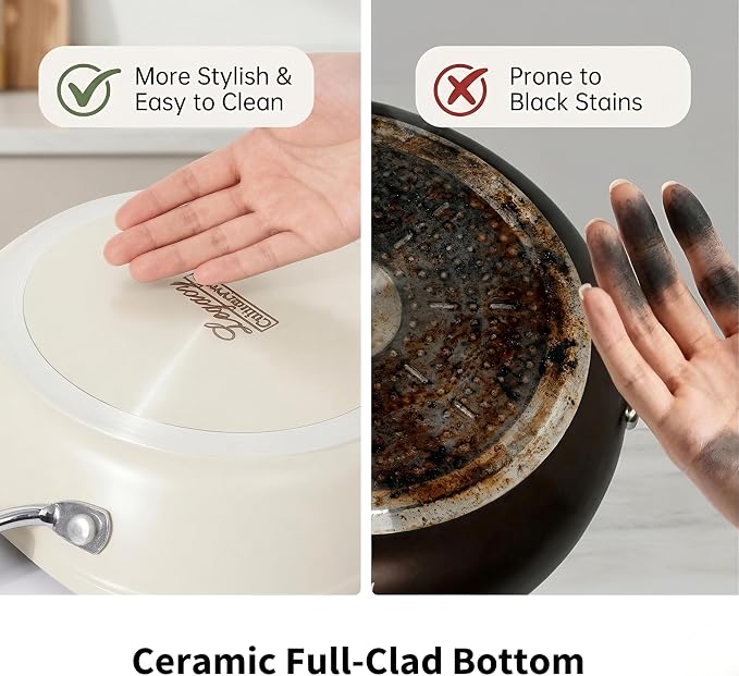 8 Inch Ceramic Nonstick Frying Pan - Dual Ceramic Coating Inside & Out, PFAS/PFOA-Free Skillet, Induction Compatible & Dishwasher Safe, Stay-Cool Handle, Eco-Friendly Egg Pan