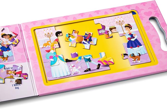 Melissa & Doug Take-Along Magnetic Jigsaw Puzzle Set – Princesses (2 x 15 Piece) Travel Activity Toy for Preschoolers and Kids Ages 3+