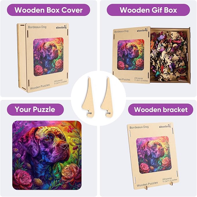 Qiuenisray Wooden Puzzles 500 Pieces, Painted Labrador Dog Jigsaw Puzzles, FSC Certified Unique Shape Royal Animal Adult Puzzles, Irregular Best Gift for Family Game 16.5 x 16.5 in