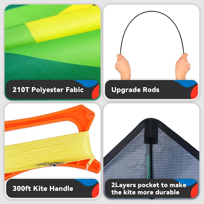 Delta Kite Set for Kids and Adults,Extremely Easy to Launch for Beginners, Perfect for Beaches and Parks,ites for Beach Trip Park Family Outdoor Games and Activities (Speed Triancle - G, 1)