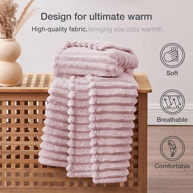 EXQ Home Gentle Soft Fleece Throw Blanket – Cozy Lightweight Blanket for Couch Bed – All-Season Warm Fuzzy Flannel Blanket for Women Mom Her – Gifts for Birthday(60"x80",Purplish Pink)