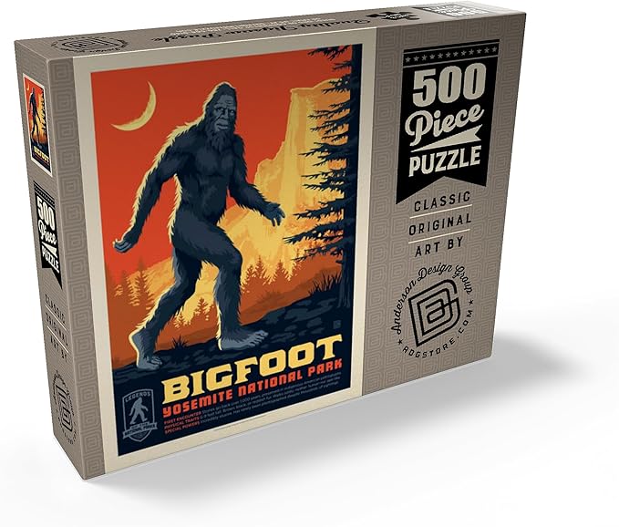 MyPuzzle Legends of The National Parks: Yosemite's Bigfoot, Vintage Poster - Premium 500 Piece Jigsaw Puzzle for Adults