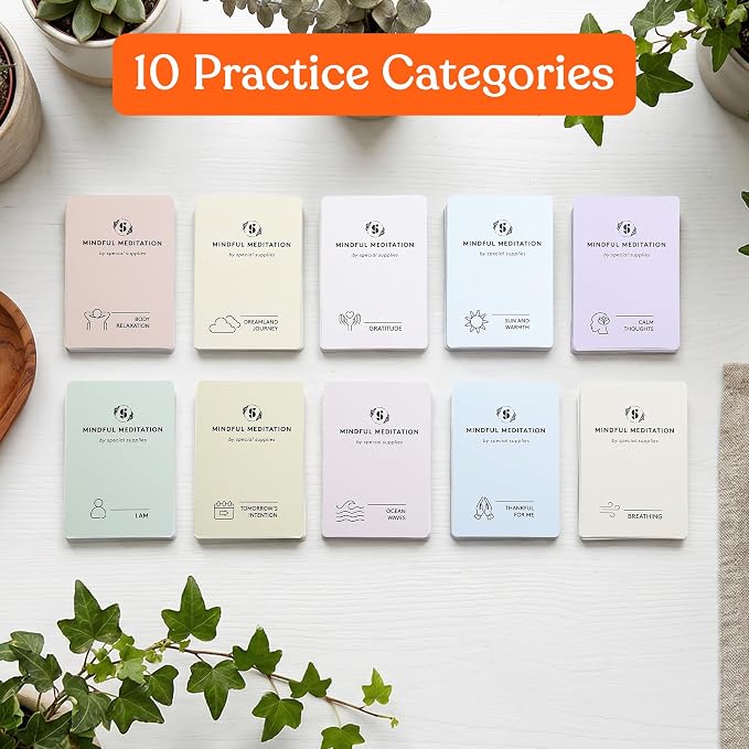 Special Supplies 101 Mindfulness & Meditation Cards Daily Self Care Kit for Stress & Anxiety Relief Relaxation Gifts for Teens and Adults Motivational Cards for Women -Positive Affirmations