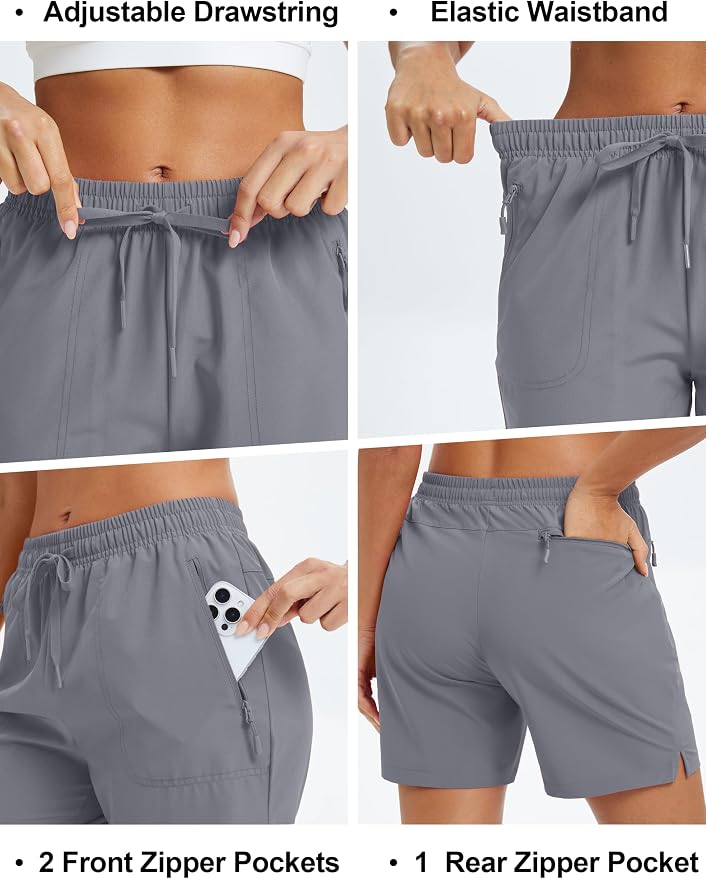 MAGCOMSEN Women's 5" Hiking Shorts UPF 50+ Quick Dry Lightweight Athletic Running Golf Summer Casual Shorts with Pockets